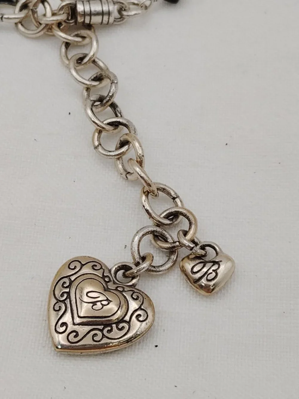 Vintage Brighton Reversible Jet Black Pendant Necklace w/ Marcasite Accents